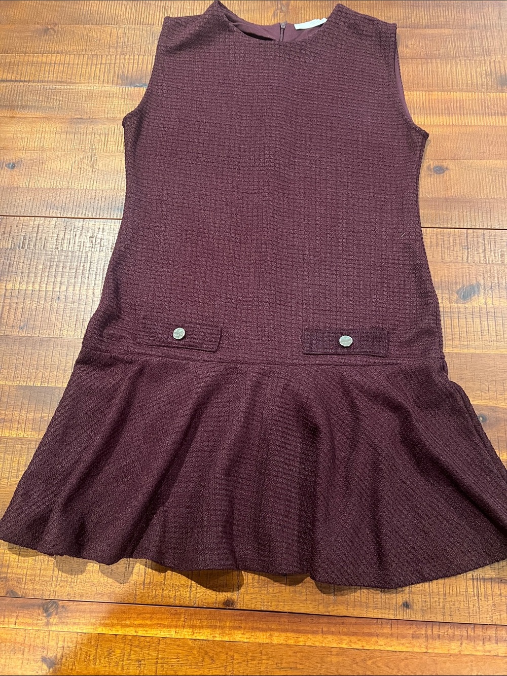 Zara Women’s Sleeveless Knit Drop-Waist Dress - Burgundy
